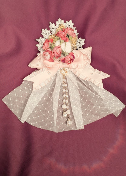 Blütenschleier Brosche/Spange • Weiß • Rosa • Rot