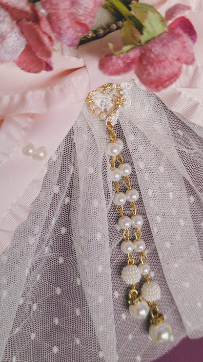 Blütenschleier Brosche/Spange • Weiß • Rosa • Rot